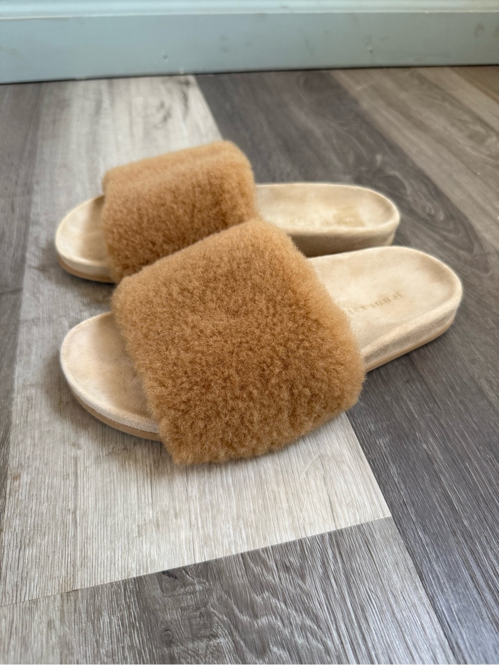 Jenni Kayne Shearling Slide Sandals NaturalSheepskin Luxe Slides EU 38 7/ 7.5